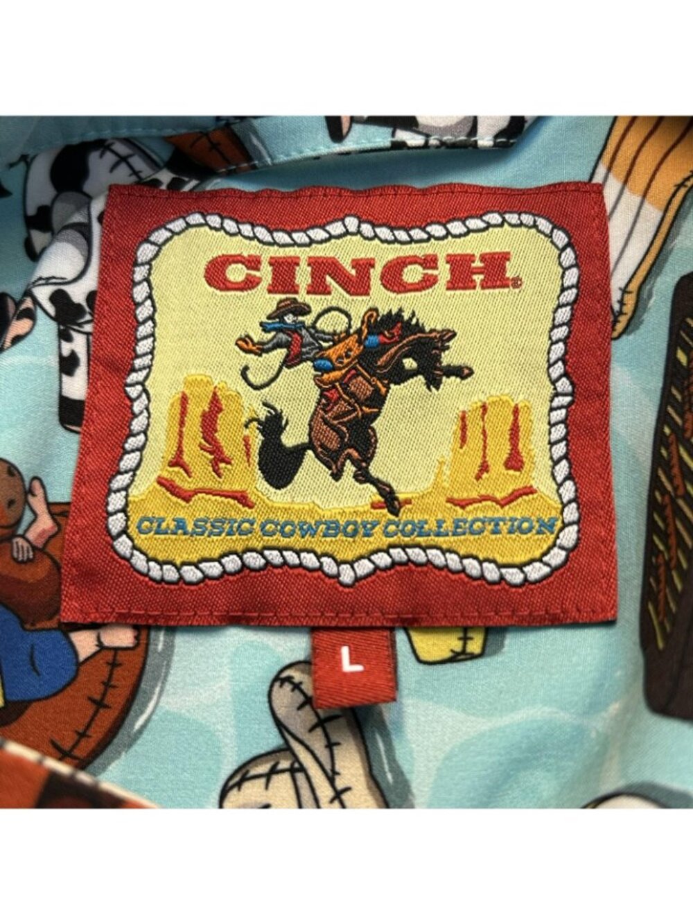 Cinch Shirt Mens L Blue Cowboy Western Pool Float Graphic Button Up Summer - Picture 3 of 9